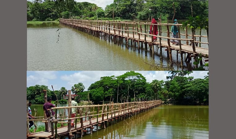 রাঙ্গাবালীতে ৩০০ ফুট লম্বা কাঠের সেতু নির্মাণ