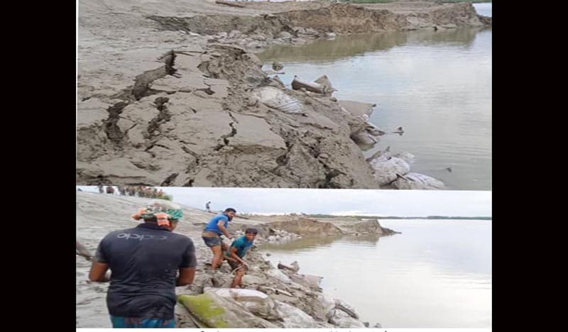 আশাশুনিতে পাউবো’র বেড়িবাঁধে আবারও ভাঙ্গন, আতঙ্কে এলাকাবাসী