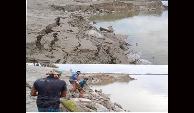 আশাশুনিতে পাউবো’র বেড়িবাঁধে আবারও ভাঙ্গন, আতঙ্কে এলাকাবাসী