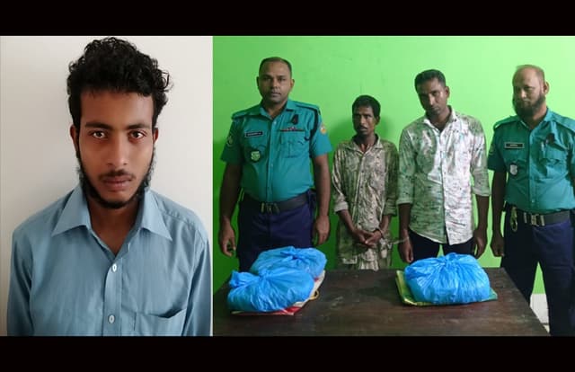 বরিশালে ৫ কেজি গাঁজাসহ ৩ মাদক ব্যবসায়ী আটক