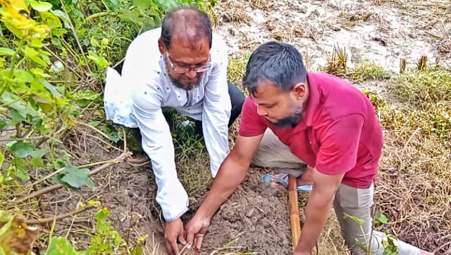 পুলিশ সদস্যের উদ্যোগে তাল বীজ রোপণ
