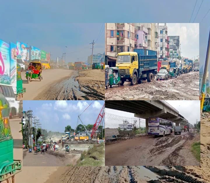 সরাইল বিশ্বরোডে উড়ছে ধুলাবালু, চারলেন কাজ ফেলে পালালো ঠিকাদার