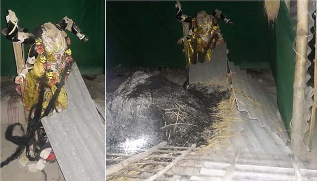 ধামইরহাটে কালী মন্দিরে অগ্নিসংযোগ, প্রতিমা ভাংচুর