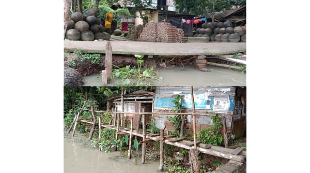 ঝালকাঠির বাসন্ডা খালের ভাঙনে দিশেহারা মানুষ
