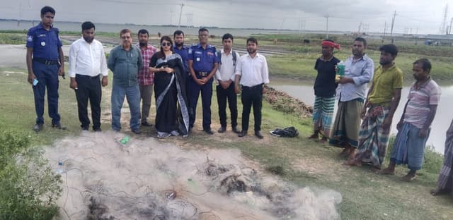 সরাইলের তিতাস নদী থেকে ১০ হাজার মিটার অবৈধ জাল জব্দ