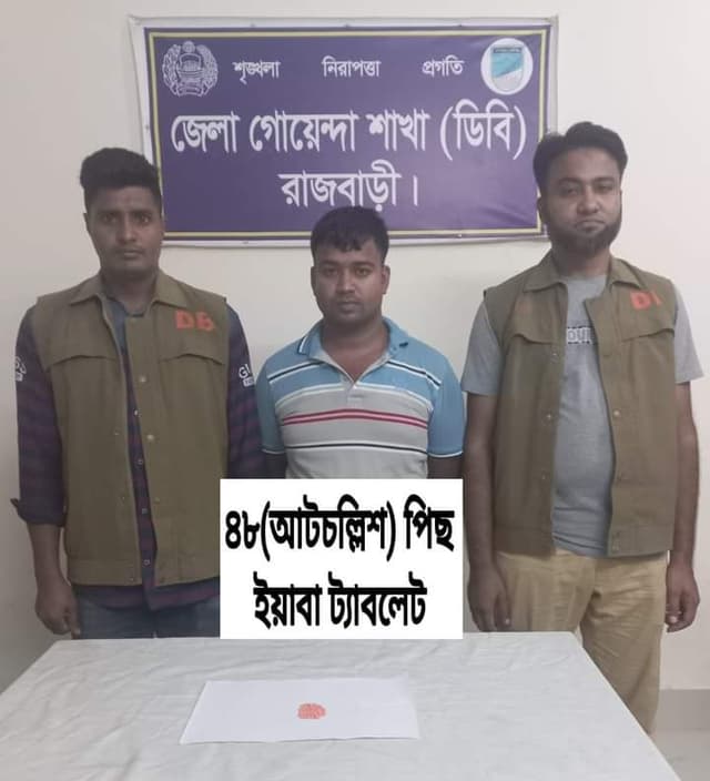 বালিয়াকান্দিতে ডিবির অভিযানে ইয়াবাসহ গ্রেপ্তার ১