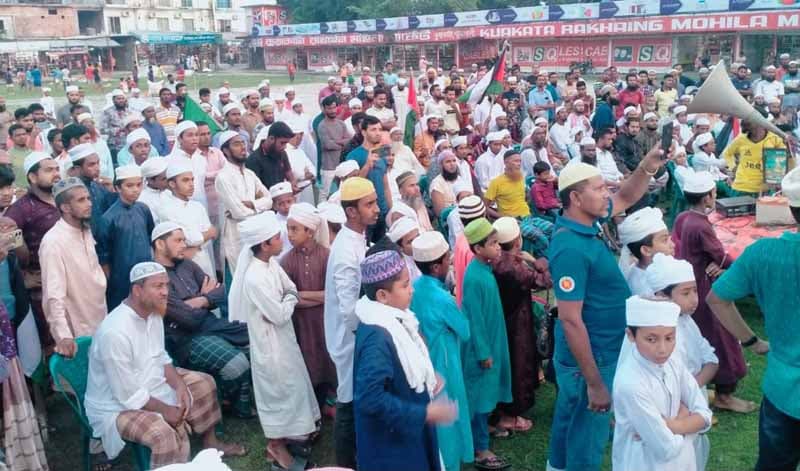 কুয়াকাটায় তৌহীদি জনতার বিক্ষোভ, ইসরাইলী পণ্য বর্জনের ডাক