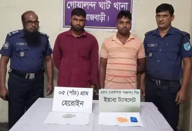 গোয়ালন্দে পুলিশের পৃথক অভিযানে মাদকসহ গ্রেফতার ২