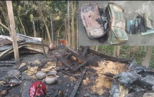 পাঁচবিবিতে বিদ্যুতের শর্ট সার্কিটের আগুনে ৪ টি ঘর পুড়ে ছাই
