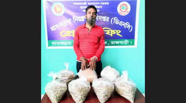 রাজবাড়ীতে ৭ কেজি গাঁজাসহ মাদক ব্যবসায়ী হান্নান গ্রেফতার