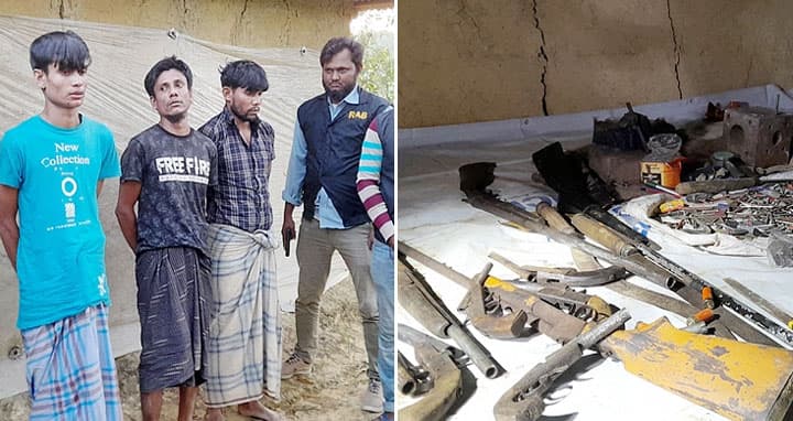 উখিয়ায় অস্ত্র তৈরির কারখানার সন্ধান, ৩ রোহিঙ্গা আটক