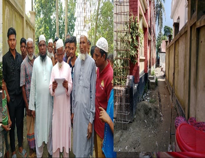 সরাইলে স্কুলের দেয়াল নির্মাণে কবরস্থানের রাস্তা বন্ধ, এলাকাবাসীর ক্ষোভ