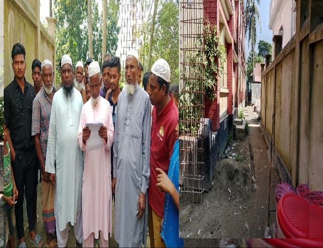 সরাইলে স্কুলের দেয়াল নির্মাণে কবরস্থানের রাস্তা বন্ধ, এলাকাবাসীর ক্ষোভ