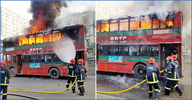 মিরপুরে বিআরটিসির বাসে আগুন