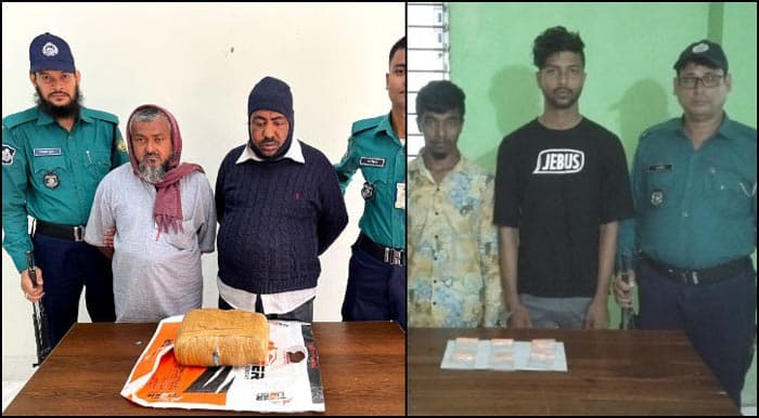 বরিশালে ৪ মাদক কারবারি আটক, গাঁজা-ইয়াবা উদ্ধার