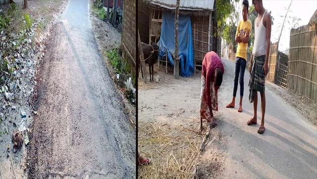 অভিযোগ উঠায় তড়িঘড়ি রাস্তা মেরামত, ২০ দিনেই উঠে যাচ্ছে পাথর !