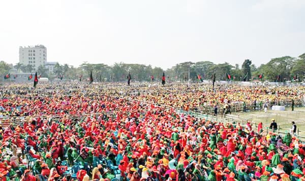 বরিশালে আওয়ামী লীগের জনসভা শুরু, জনস্রোত