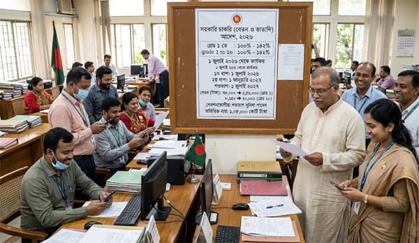 সরকারি চাকরিজীবীদের বেতন বাড়ল সর্বোচ্চ ১৪২ শতাংশ, প্রজ্ঞাপন জারি