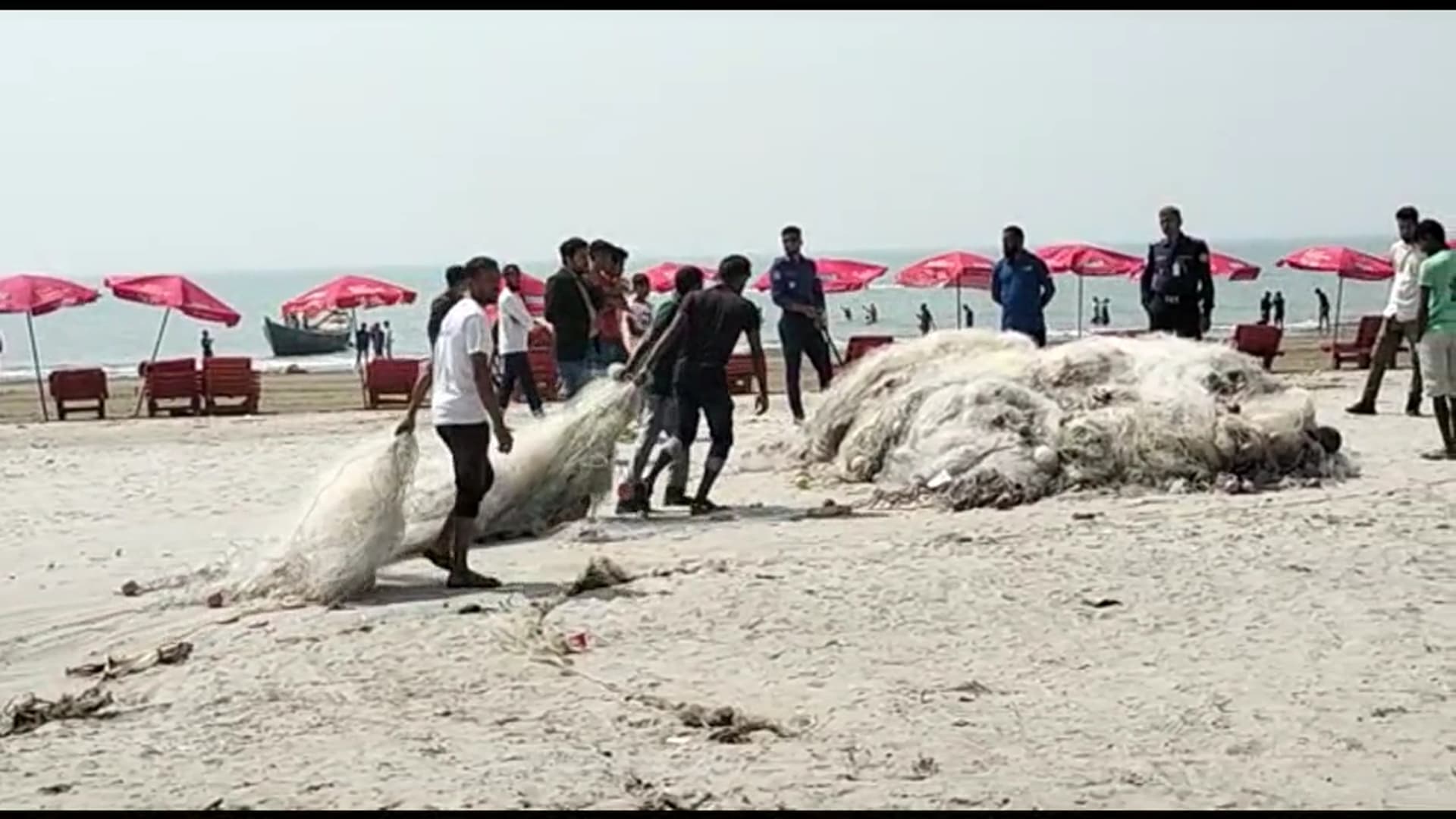 কুয়াকাটায় ৫০ লক্ষ মিটার কারেন্ট জাল জব্দ করে পুরিয়ে দিল মৎস্য কর্মকর্তা