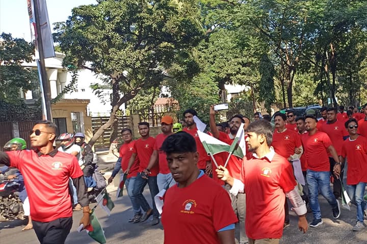 মিছিল-স্লোগানে যুবলীগের মহাসমাবেশে নেতাকর্মীরা