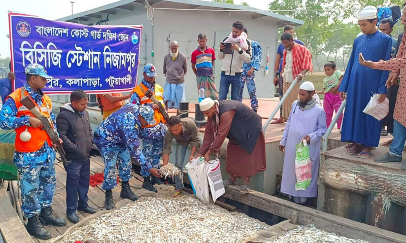 মহিপুরে ৫০ মণ জাটকাসহ ট্রলার জব্দ করেছে কোস্টগার্ড