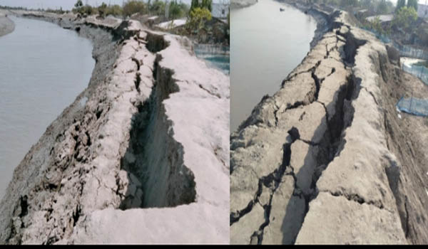 গোয়ালডাঙ্গা বাজারের ওয়াবদা বাঁধে ভাঙ্গন, আতঙ্কে এলাকাবাসী