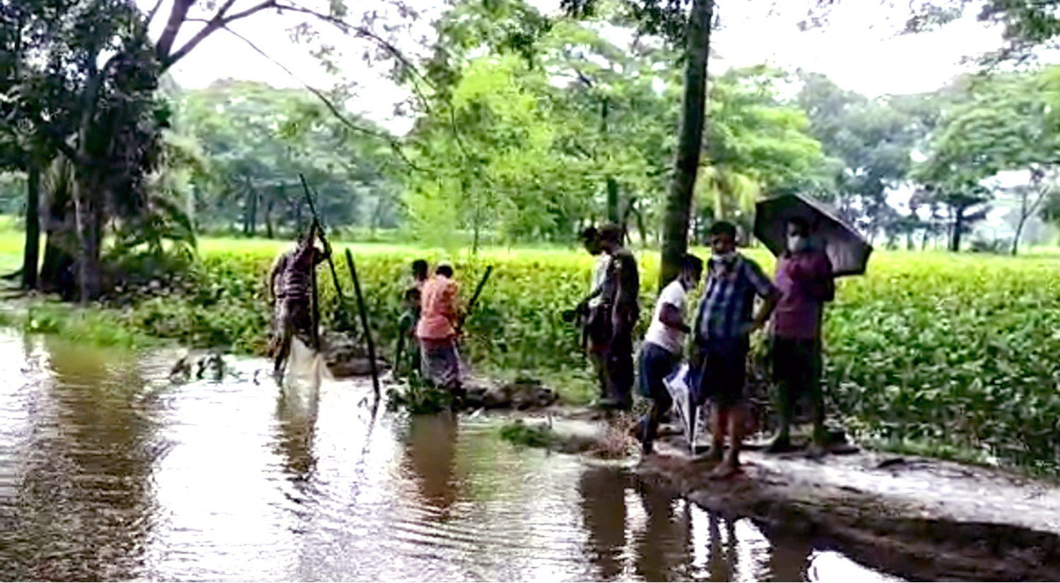 প্রভাবশালীদের দখলে থাকা খালের বাঁধ কেটে দিলেন ইউএনও