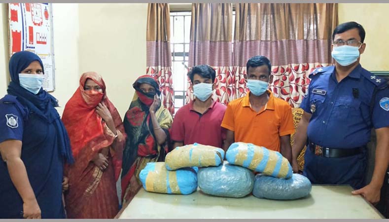দেবীদ্বারে ৭ কেজি গাঁজাসহ ৪ মাদক ব্যবসায়ী গ্রেফতার