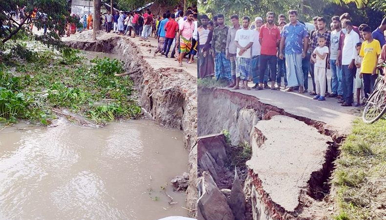 বরিশালে  স্বাস্থ্য কমপ্লেক্সের সড়ক নদীগর্ভে, যোগাযোগ বিচ্ছিন্ন