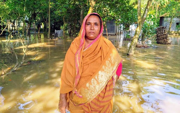 দেবীদ্বারে সপ্তাহ ধরে পানিবন্দি ঝরনা বেগম, ঘরে নেই খাবার!