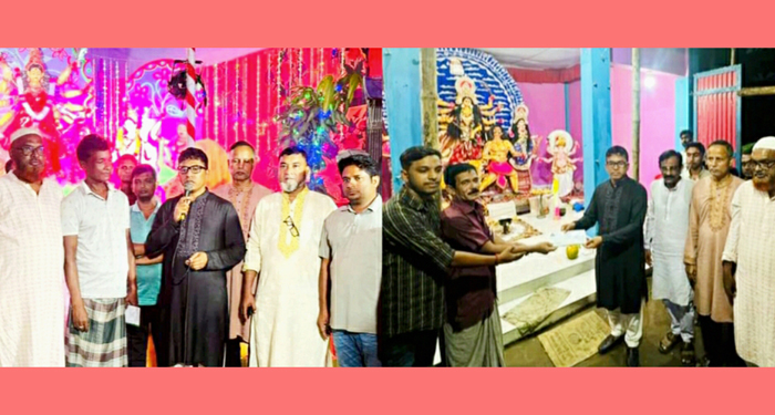 দেবীদ্বার উপজেলা চেয়ারম্যানের মন্ডপ পরিদর্শন ও নগদ অর্থ প্রদান