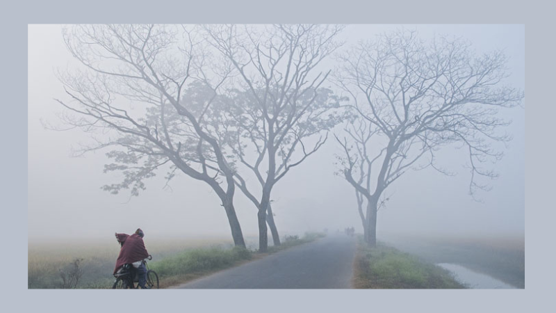 দিনাজপুরে শীতের আগমনী বার্তা: কুয়াশার চাদরে দিনাজপুর শহর