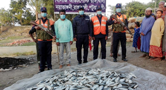 রাঙ্গাবালীতে অবৈধ কারেন্ট জাল ও জাটকা উদ্ধার